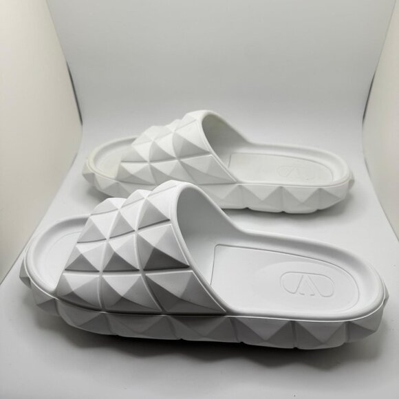 Valentino Garavani Roman Stud Turtle Slide Sandals Rubber White Men's EU 41 NIB - Picture 12 of 16